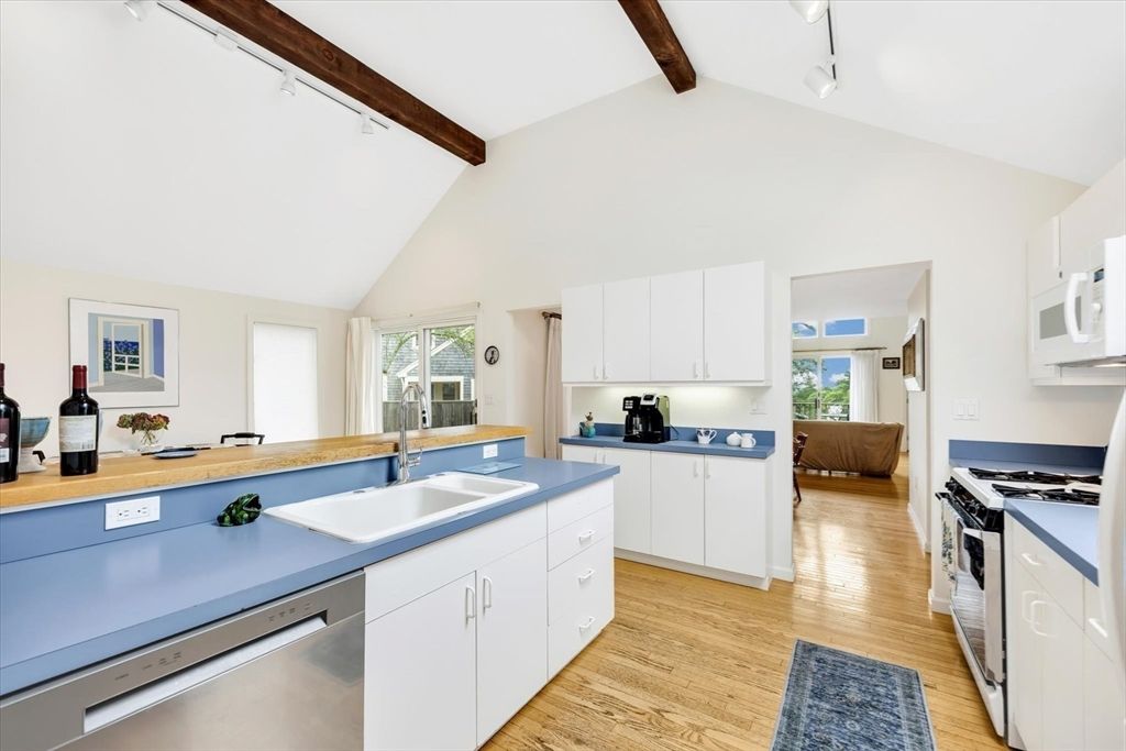 Interior, Kitchen, Stainless Steel Appliances, Wooden Beams, Wood Texture Flooring