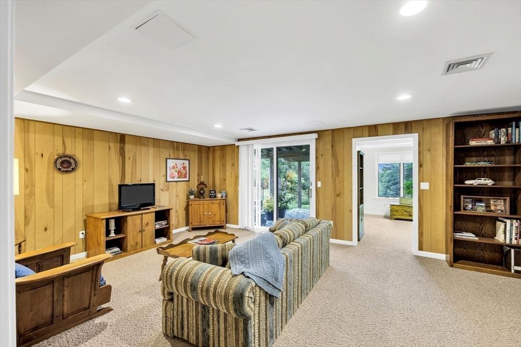 Interior, Living room, Recessed Lighting, Wooden Walls