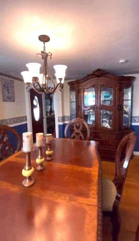 Chandelier, Dining room, Interior, Wood Texture Flooring