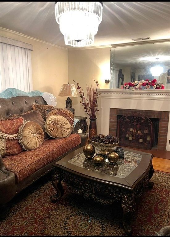 Chandelier, Fireplace, Interior, Living room, Wood Texture Flooring