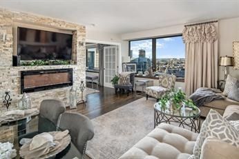 Fireplace, Interior, Living room, Stone Walls, Wood Texture Flooring