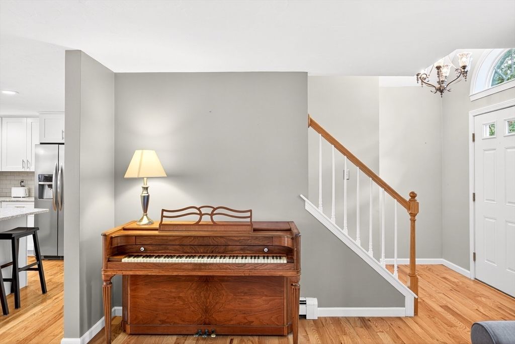 Interior, Kitchen, Piano, Recessed Lighting, Stainless Steel Appliances, Wood Texture Flooring