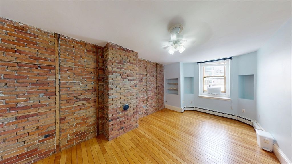 Empty room, Interior, Stone Walls, Wood Texture Flooring