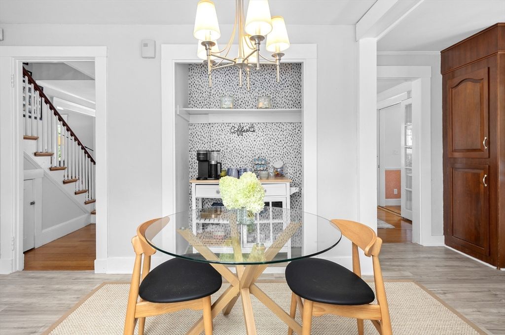 Chandelier, Dining room, Interior, Wood Texture Flooring