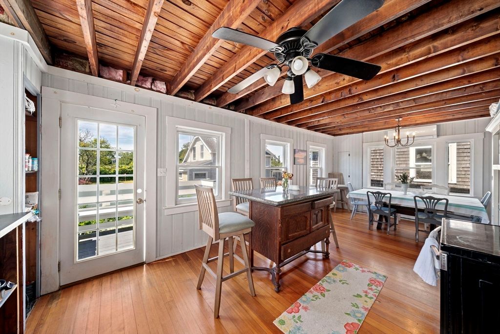 Chandelier, Dining room, Interior, Wooden Beams, Wooden Ceilings, Wood Texture Flooring