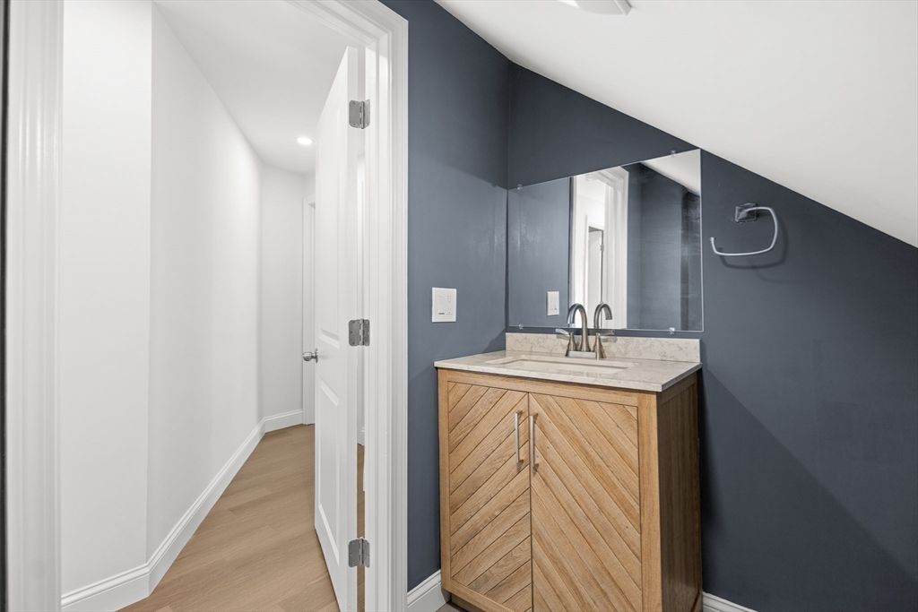 Bathroom, Interior, Recessed Lighting, Wood Texture Flooring