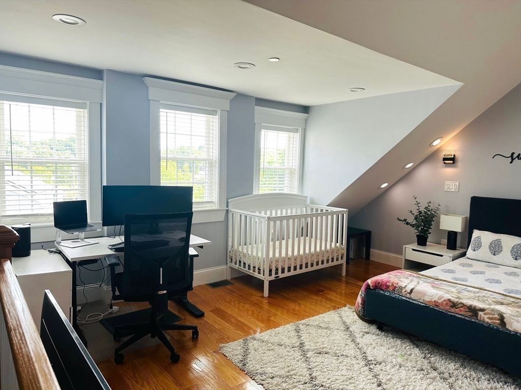 Bedroom, Home Office, Interior, Recessed Lighting, Wood Texture Flooring