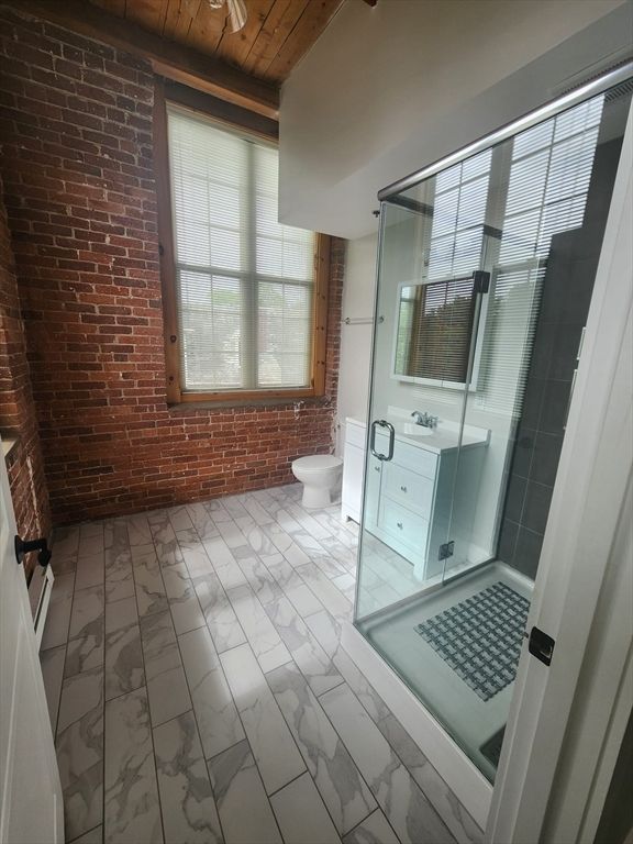 Bathroom, Glass Shower, Interior, Marble, Stone Walls