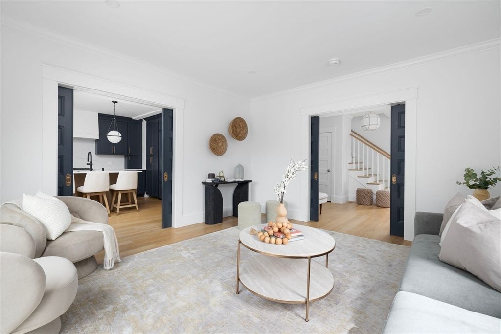 Dining room, Interior, Kitchen, Living room, Pendant Lights, Wood Texture Flooring