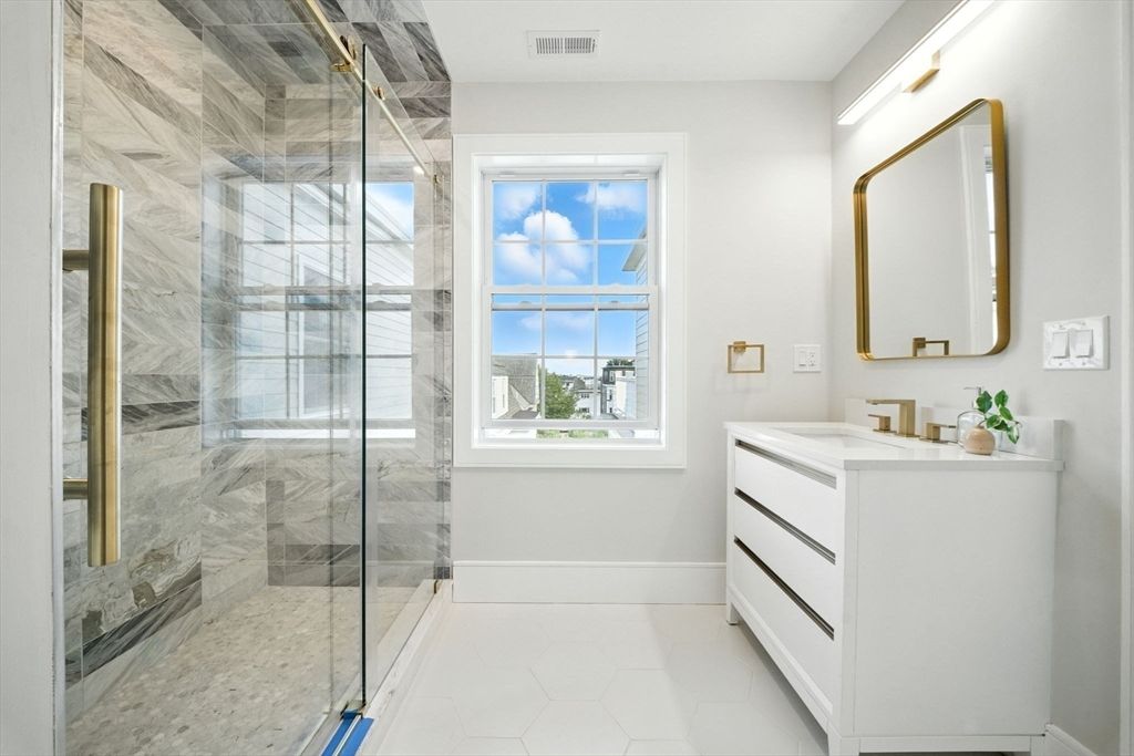 Bathroom, Glass Shower, Interior, Marble Walls