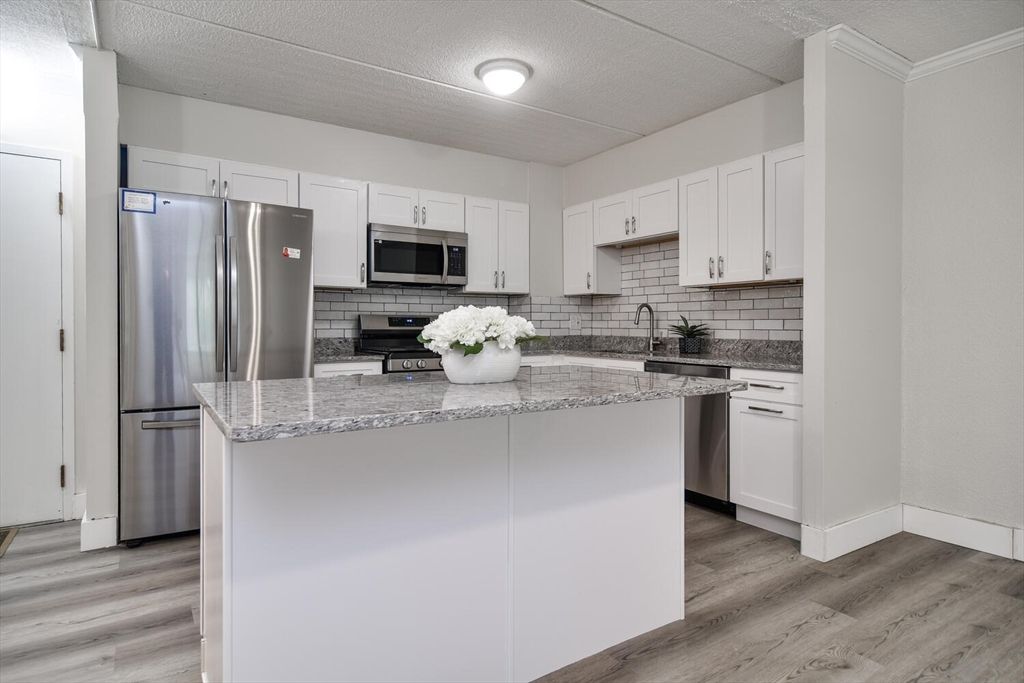 Interior, Kitchen, Stainless Steel Appliances, Wood Texture Flooring