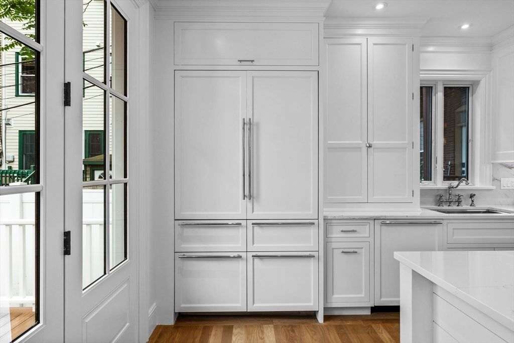 Interior, Kitchen, Recessed Lighting, Wood Texture Flooring