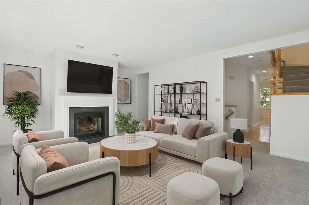 Fireplace, Interior, Living room, Recessed Lighting