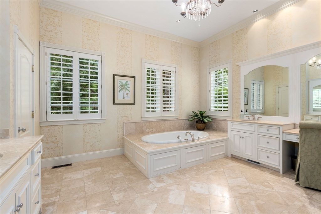 Bathroom, Chandelier, Interior, Recessed Lighting