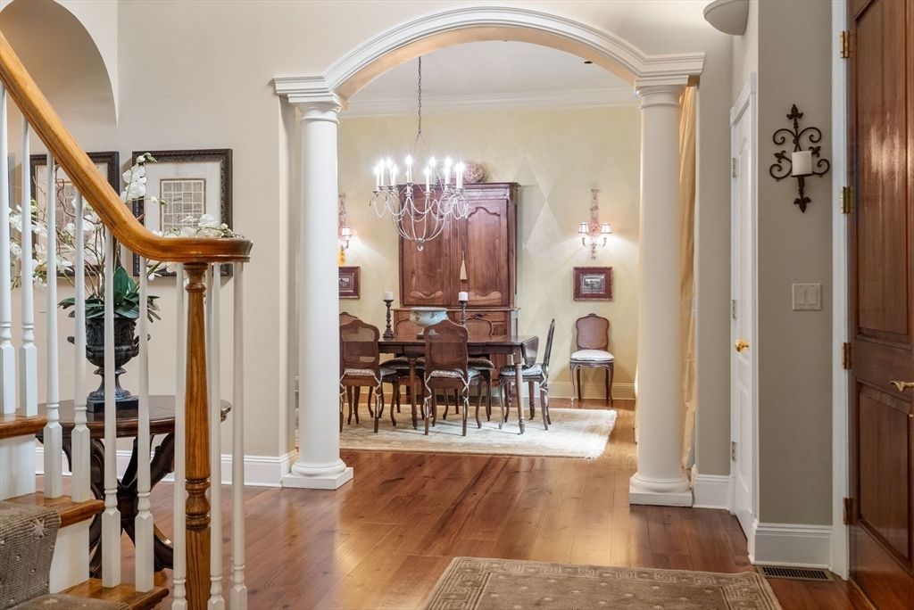 Chandelier, Dining room, Interior, Wood Texture Flooring