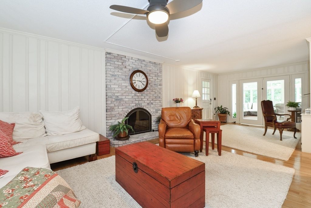Fireplace, Interior, Living room, Stone Walls, Wood Texture Flooring
