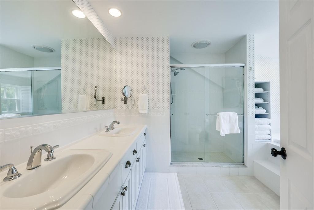 Bathroom, Dual Sink Vanities, Glass Shower, Interior, Recessed Lighting