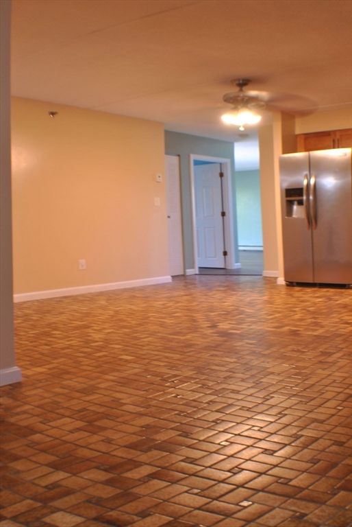 Empty room, Interior, Kitchen, Washer, Wood Texture Flooring