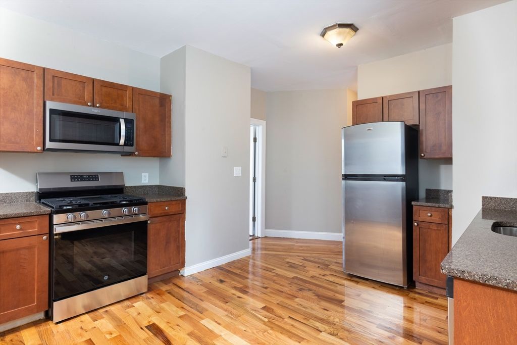 Interior, Kitchen, Stainless Steel Appliances, Wood Texture Flooring