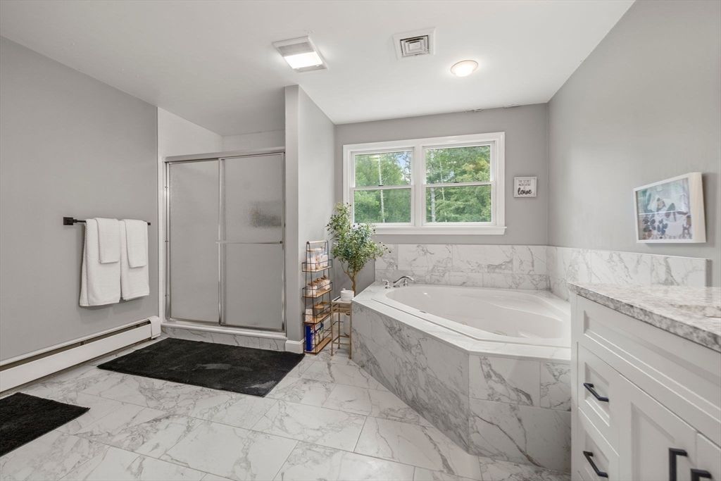 Bathroom, Glass Shower, Interior, Marble, Recessed Lighting