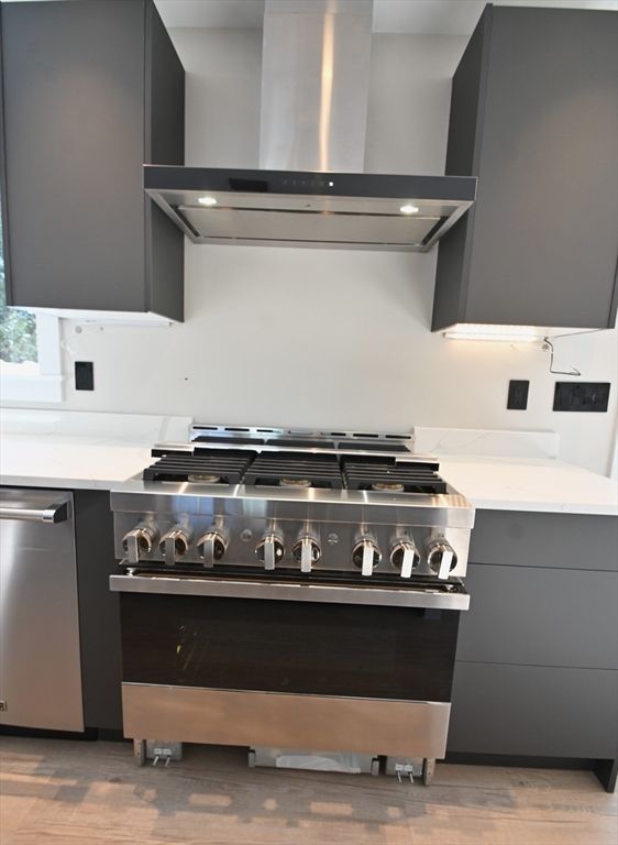 Interior, Kitchen, Stainless Steel Appliances, Wood Texture Flooring