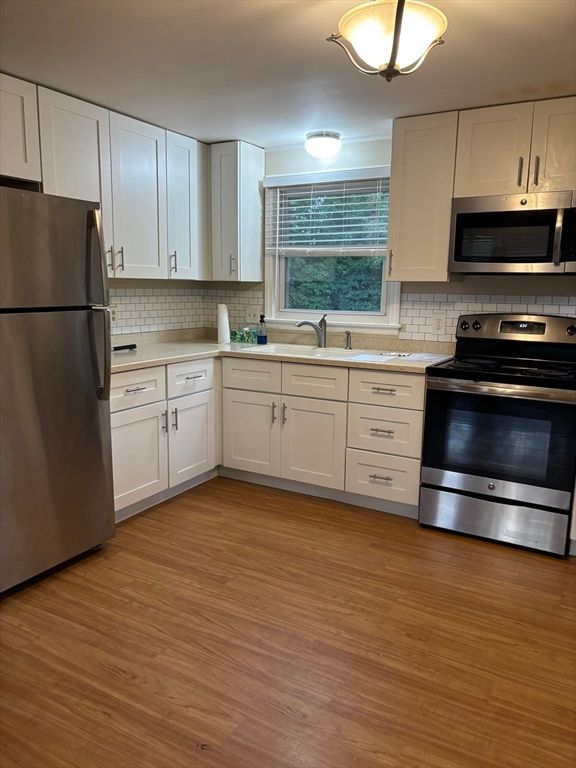 Interior, Kitchen, Stainless Steel Appliances, Wood Texture Flooring