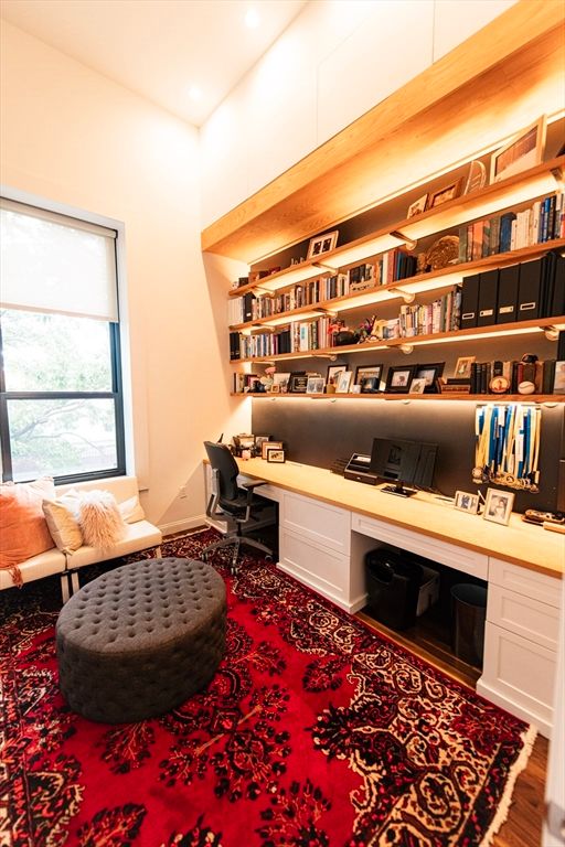 Home Office, Interior, Recessed Lighting, Wood Texture Flooring