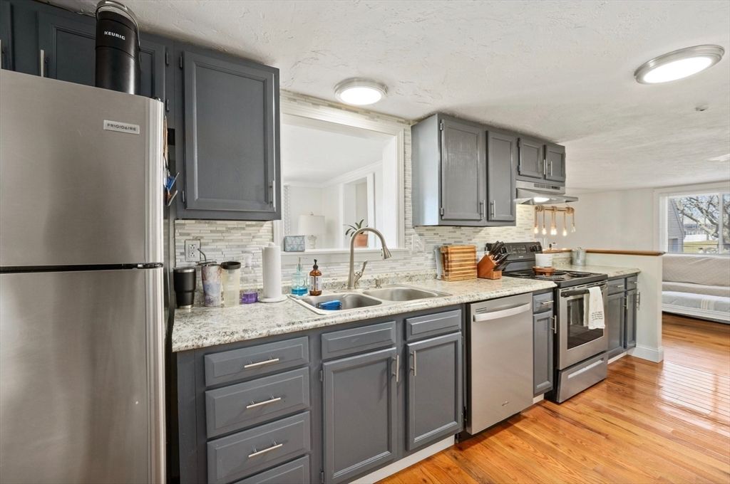 Interior, Kitchen, Stainless Steel Appliances, Wood Texture Flooring