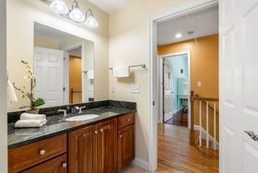 Bathroom, Interior, Recessed Lighting, Wood Texture Flooring