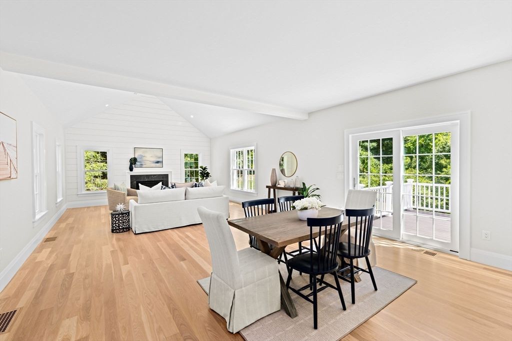Dining room, Fireplace, Interior, Living room, Wood Texture Flooring