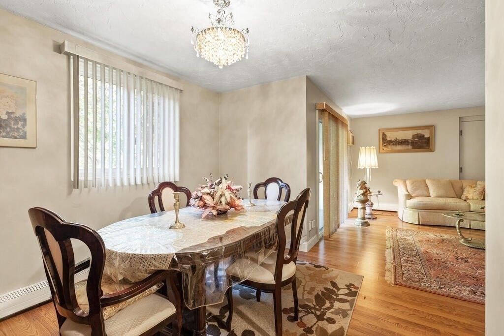 Chandelier, Dining room, Interior, Wood Texture Flooring
