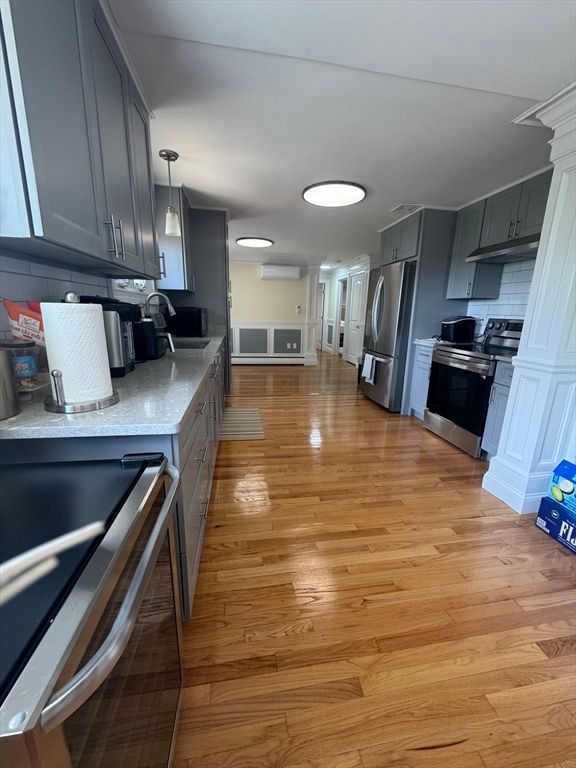 Interior, Kitchen, Stainless Steel Appliances, Wood Texture Flooring