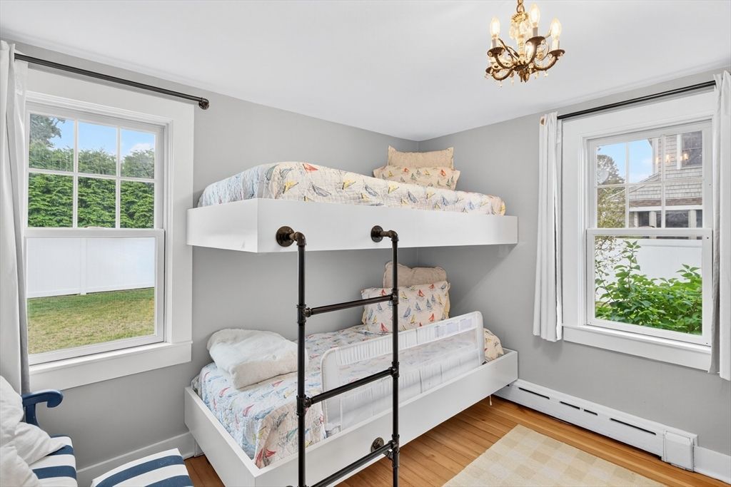 Bedroom, Chandelier, Interior, Wood Texture Flooring