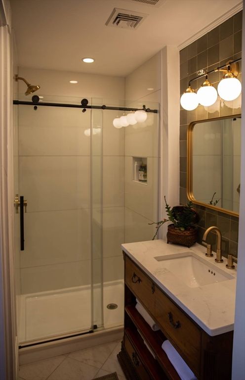 Bathroom, Glass Shower, Interior, Recessed Lighting
