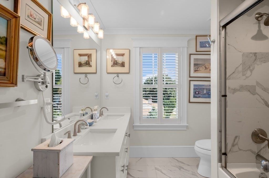 Bathroom, Dual Sink Vanities, Interior, Marble, Marble Walls