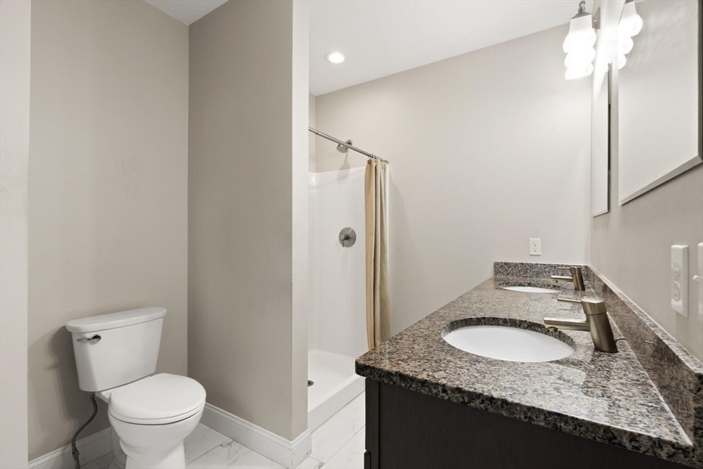 Bathroom, Glass Shower, Interior, Marble, Recessed Lighting