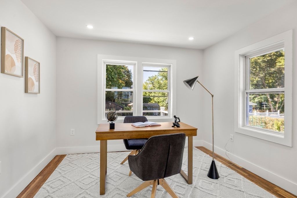 Home Office, Interior, Recessed Lighting, Wood Texture Flooring