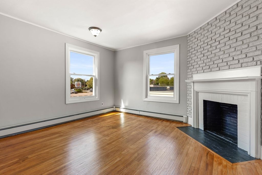 Empty room, Fireplace, Interior, Wood Texture Flooring