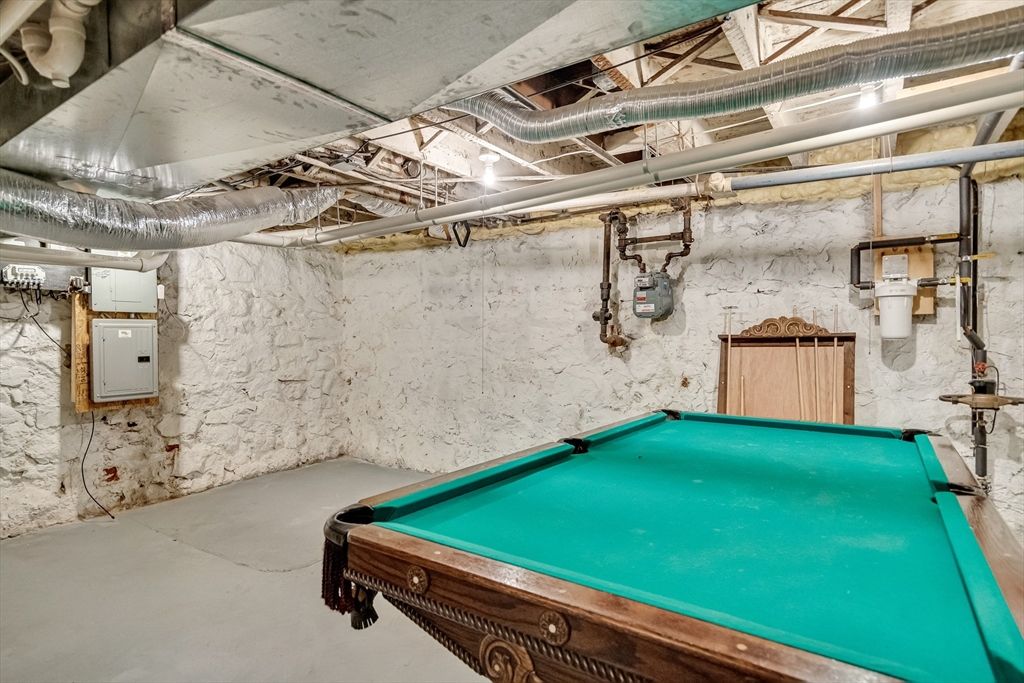 Billiard Table, Game Room, Interior, Marble Walls, Stone Walls