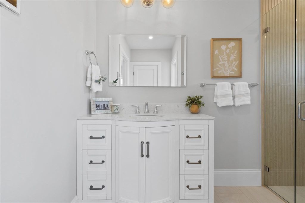 Bathroom, Glass Shower, Interior, Recessed Lighting