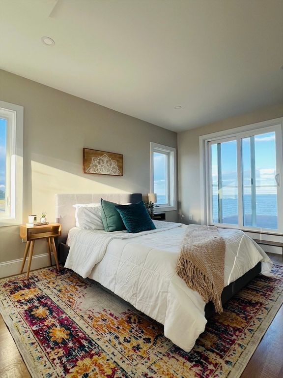 Bedroom, Interior, Recessed Lighting, Water, Wood Texture Flooring