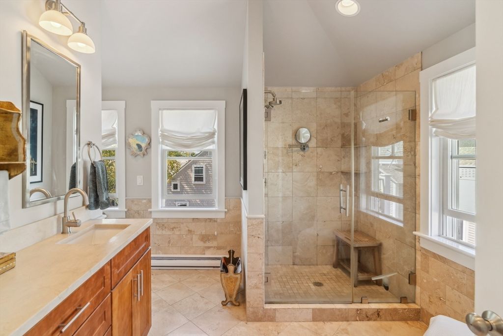 Bathroom, Glass Shower, Interior, Recessed Lighting