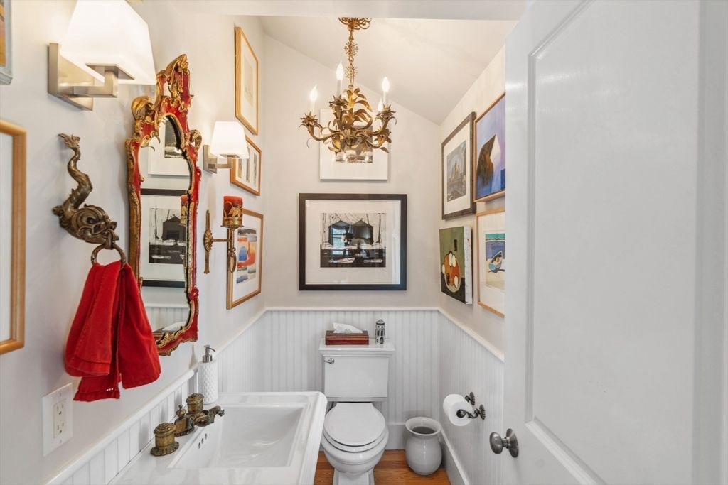 Bathroom, Chandelier, Interior, Wood Texture Flooring