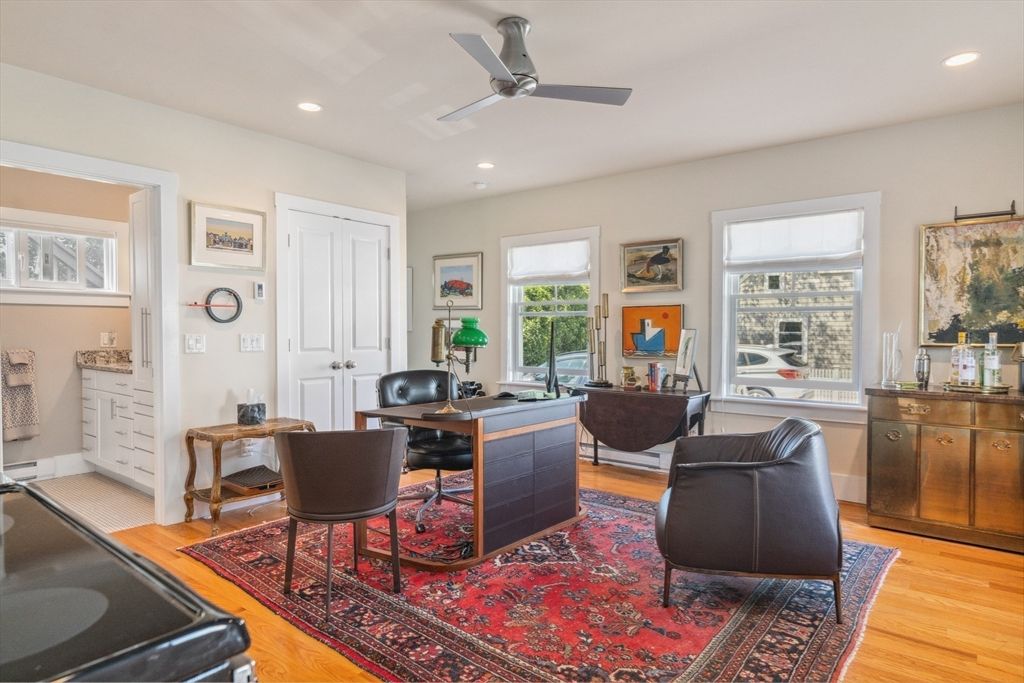 Home Office, Interior, Recessed Lighting, Wood Texture Flooring