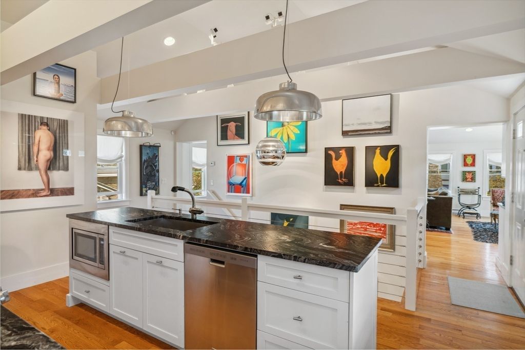 Interior, Kitchen, Pendant Lights, Recessed Lighting, Wood Texture Flooring