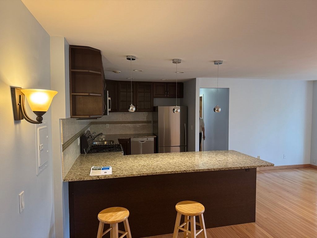 Interior, Kitchen, Pendant Lights, Wood Texture Flooring
