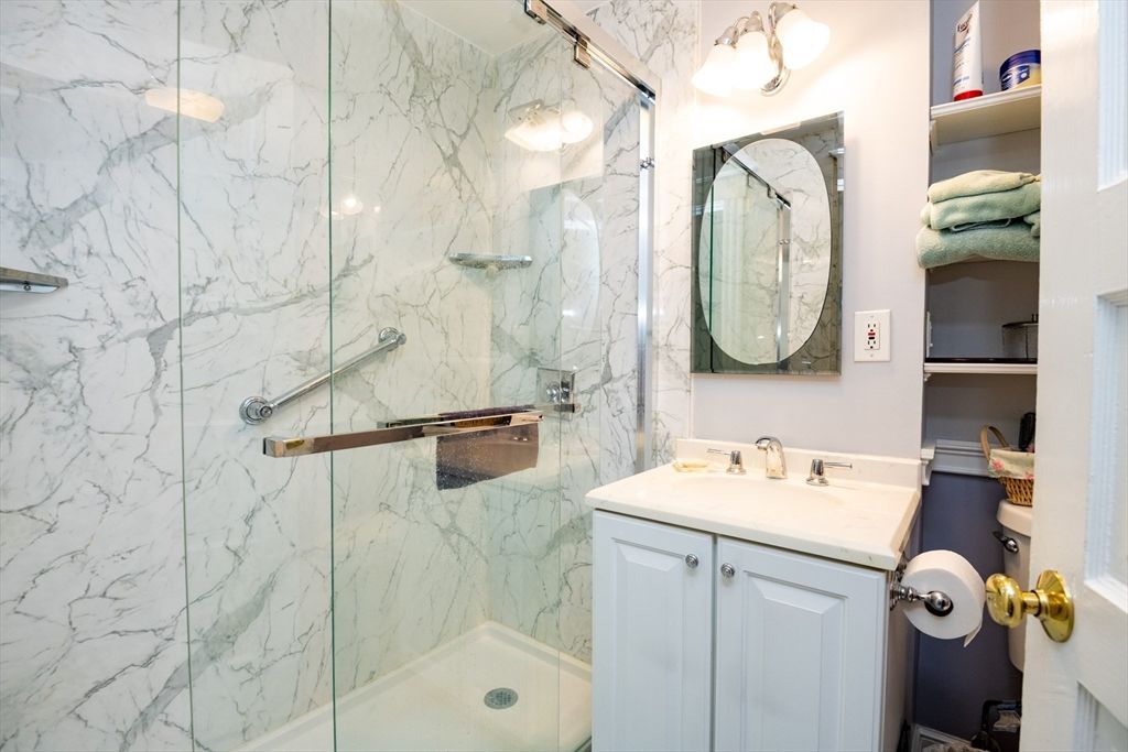 Bathroom, Glass Shower, Interior, Marble Walls