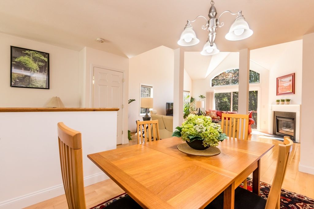 Dining room, Fireplace, Interior, Wood Texture Flooring
