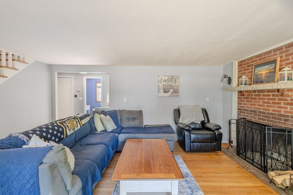 Fireplace, Interior, Living room, Stone Walls, Wood Texture Flooring