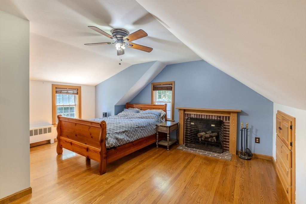 Bedroom, Fireplace, Interior, Wood Texture Flooring